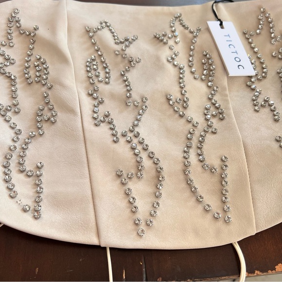 Rhinestone Embellished Corset Bustier Top – Ivory/Cream, Size: Small - Picture 5 of 7